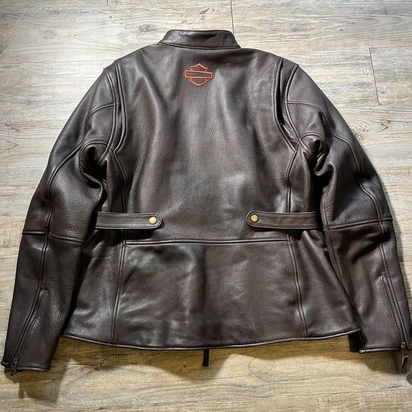 Harley Davidson Leather Jacket Women's XL Victory Lane Heavyweight Brown $600 - Picture 2 of 12